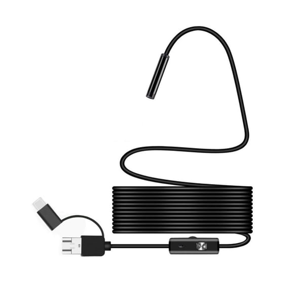 7mm 3-in-1 USB Endoscope Inspection Camera, 1M/3.3ft Waterproof Borescope with 6 LED Lights for Android & Windows PCs