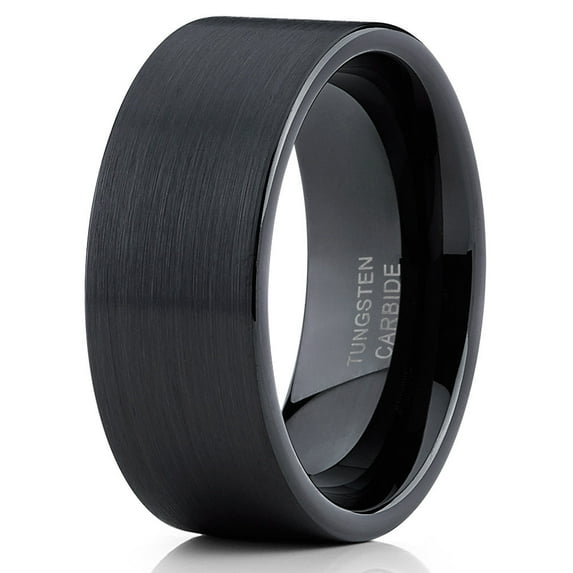 7mm Black Tungsten Ring Tungsten Wedding Band Black Tungsten Engagement Ring Men & Women Anniversary Ring