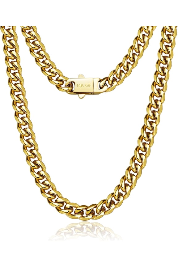7mm Chain for Men Miami Cuban Link Mens Chain,925 Sterling /14K and 316L Stainless Steel / Chains for Men Necklace