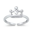 thumbnail image 1 of 7mm-Crown Toe Band Ring 925 Sterling Silver Thin Adjustable Stylish Rings for Women, 1 of 5
