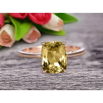 7mm Cushion Cut 1.30 Carat Champagne Diamond Moissanite Engagement Ring Wedding Ring Promise Ring 10K Rose Gold Solitaire Anniversary Ring