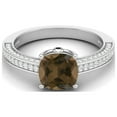 thumbnail image 1 of 7mm Cushion Shape Smoky Quartz 925 Sterling Silver Solitaire Women Valentines Day Gifts Ring, 1 of 3