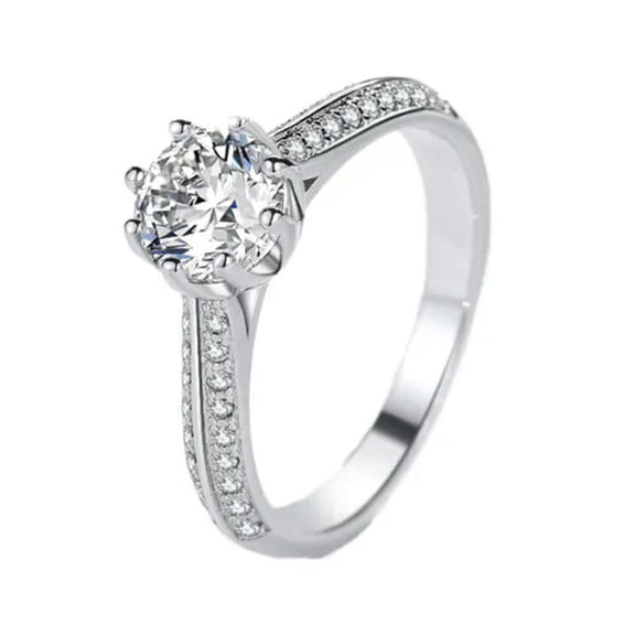 7mm Double Rowes Round AAA CZ Band Women's 925 Silver Anniversary Ring Size 5-10