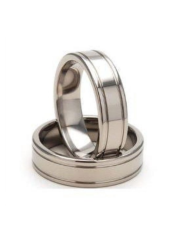 7mm Flat Titanium Ring with a groove on each edge