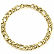 7mm Gold Silver Color Figaro Link Chain 14K Yellow Gold Jewelry Classic Curb Bracelets for Men Women