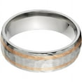 thumbnail image 1 of 7mm Half-Round Titanium Ring with Two 1mm Copper Inlays and a Hammered Finish, 1 of 3