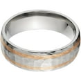 thumbnail image 1 of 7mm Half-Round Titanium Ring with Two 1mm Copper Inlays and a Hammered Finish, 1 of 3