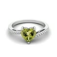 thumbnail image 1 of 7mm Heart Peridot 925 Sterling Silver Solitaire Beaded Shank Valentines Day Gifts Ring, 1 of 3