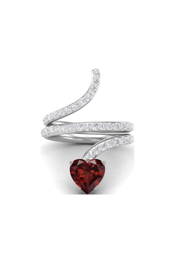 7mm Heart Shape Natural Garnet 925 Sterling Silver Solitaire Snake Valentines Day Gifts Rings