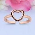 thumbnail image 1 of 7mm Heart Toe Band Ring 925 Sterling Silver Thin Adjustable Stylish Rings For Women, 1 of 5