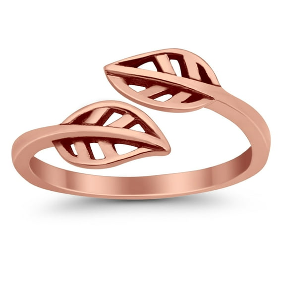 7mm - Leaves Toe Band Ring 925 Sterling Silver Thin Adjustable Stylish Rings for Women