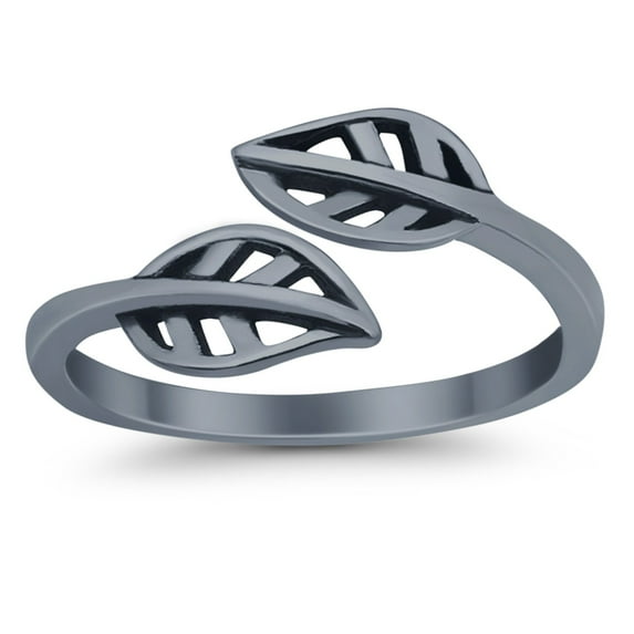 7mm - Leaves Toe Band Ring 925 Sterling Silver Thin Adjustable Stylish Rings for Women