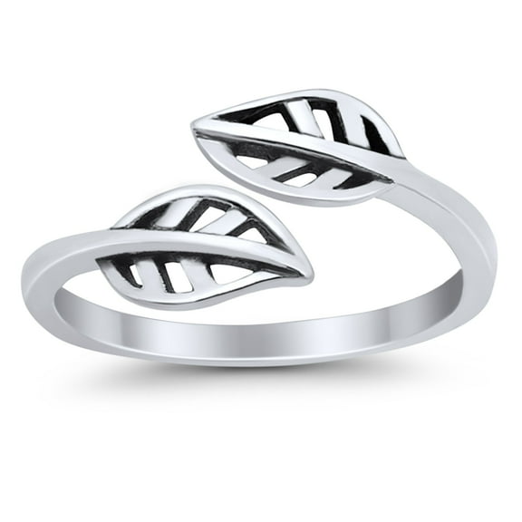 7mm - Leaves Toe Band Ring 925 Sterling Silver Thin Adjustable Stylish Rings for Women