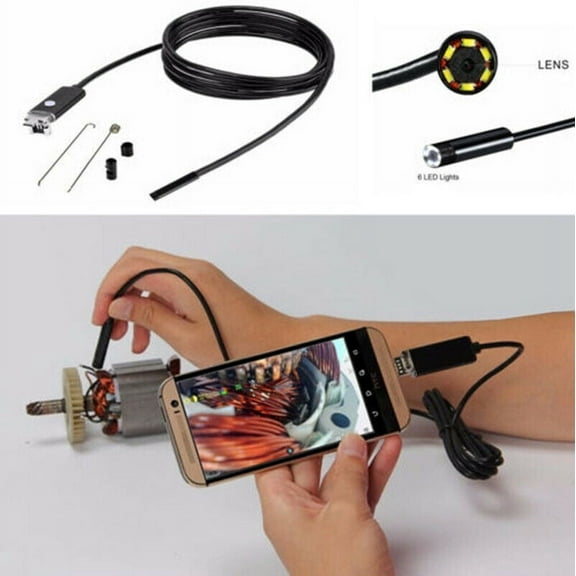7mm Lens Inspection Camera Scope 6LED Borescope Tube Cable Android PC Endoscope