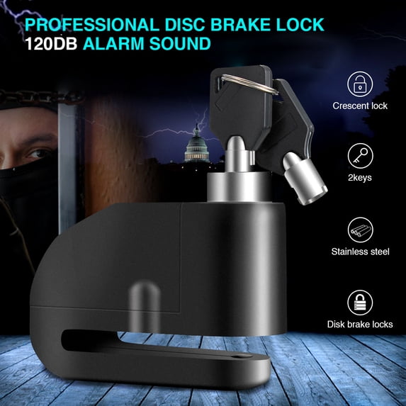 7mm Motorcycle Sturdy Wheel Disc Lock Alarm Brake Lock Security Anti Theft Universal Motorbike Pit Dirt Bike ATV 120 dB Black Aluminum Alloy US