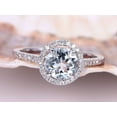 thumbnail image 1 of 7mm Natural Aquamarine Engagement Ring Round Cut Aquamarine 925 sterling Silver Ring Gift for Love, 1 of 5