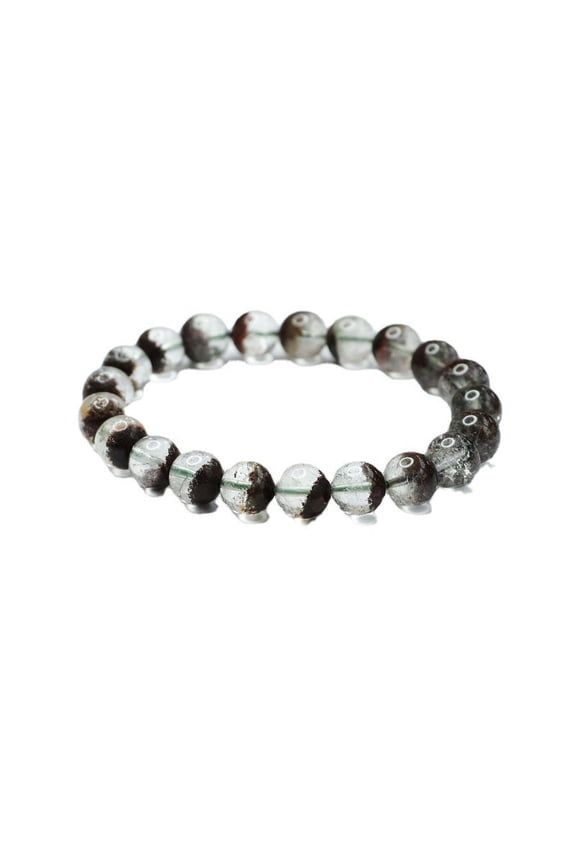 7mm Natural Green Phantom Quartz Bracelet, 3A Grade Green Ghost Crystal Beaded Bracelet, Healing Energy Round Bead Crystal Jewelry Bracelet Gift for Women Men