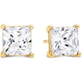 thumbnail image 1 of Kezef 7mm Square CZ Stud Earrings, 18K Gold-Plated 925 Sterling Silver, Cubic Zirconia Earring Studs, Hypoallergenic for Women, 1 of 9