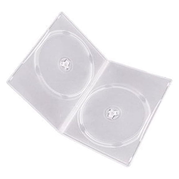 7mm Slim DVD Cases - 100 Pack - Clear Double Disc Cases - DVD & Packaging Storage - 2 Disc Capacity - 7mm Slimline DVD Cases