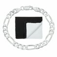 thumbnail image 1 of 7mm Solid .925 Sterling Silver Flat Figaro Chain Link Bracelet, 9 inches + Gift Box, 1 of 7
