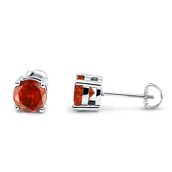 7mm Solitaire Screw Back Stud Earring Round Simulated CZ Solid 925 Sterling Silver