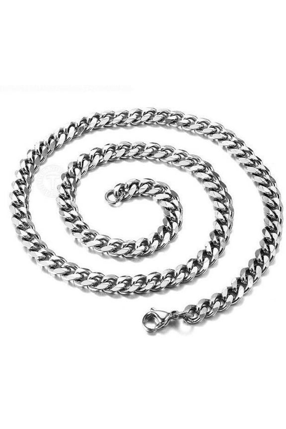 7mm Stainless Steel Curb Cuban Link Necklace Mens Chain 18-36inch