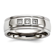 7mm Stainless Steel Polished With Cubic Zirconia Ring Size 7 Ring for Women