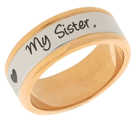 7mm Stainless Steel Rose Gold Sister's Ring - My Sister I Am Because We are… Sister's Jewelry & Gifts for Sister (Gold)