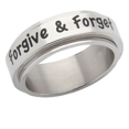 thumbnail image 1 of 7mm Stainless Steel Women's Men's Spinner Ring - Forgive & Forget Inspirational Ring, Fidget Spinner Anxiety and Stress Relief Spinner Ring, 1 of 4
