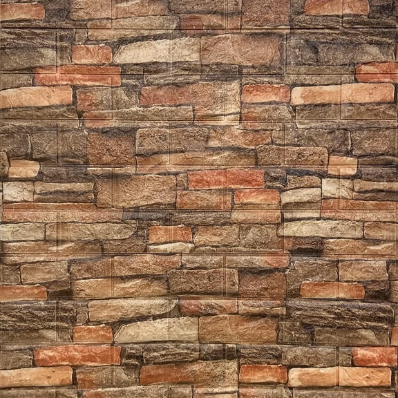 7mm Thick Anti- self Adhesive Wall Panels Peel and Stick,10-Pack 57 Sq.Ft Antique Faux Brick Wall Panels Faux Stone Wallpapers for Bedroom (10, Style A)