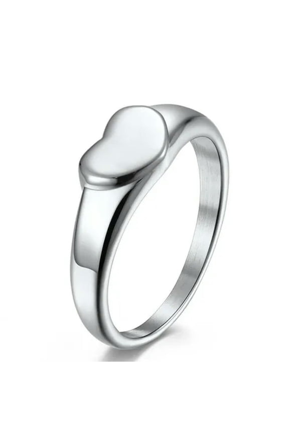 7mm Titanium Steel Bands Silver/Gold/Rose Gold Love Heart Wedding Rings Size 5-9