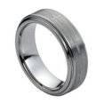 thumbnail image 1 of 7mm Tungsten Carbide Stepped Edge Brushed Center With Cross Wedding Band Ring For Men Or Ladies, 1 of 3
