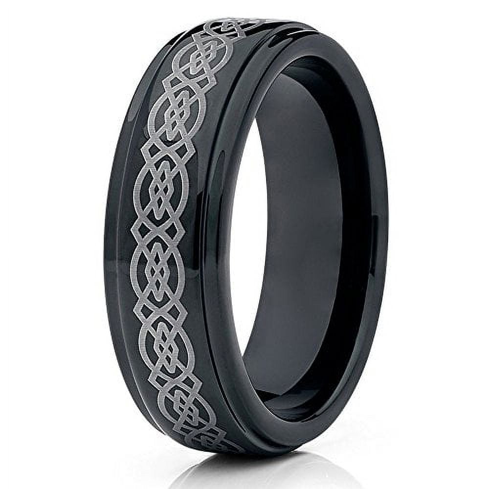 Mens Wedding Band Black Ceramic Engagement Ring Promise