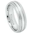 thumbnail image 1 of 7mm White IP Plated Titanium Ring Brushed Center Shiny Milgrain Edge Wedding Band Ring For Men Or Ladies, 1 of 7