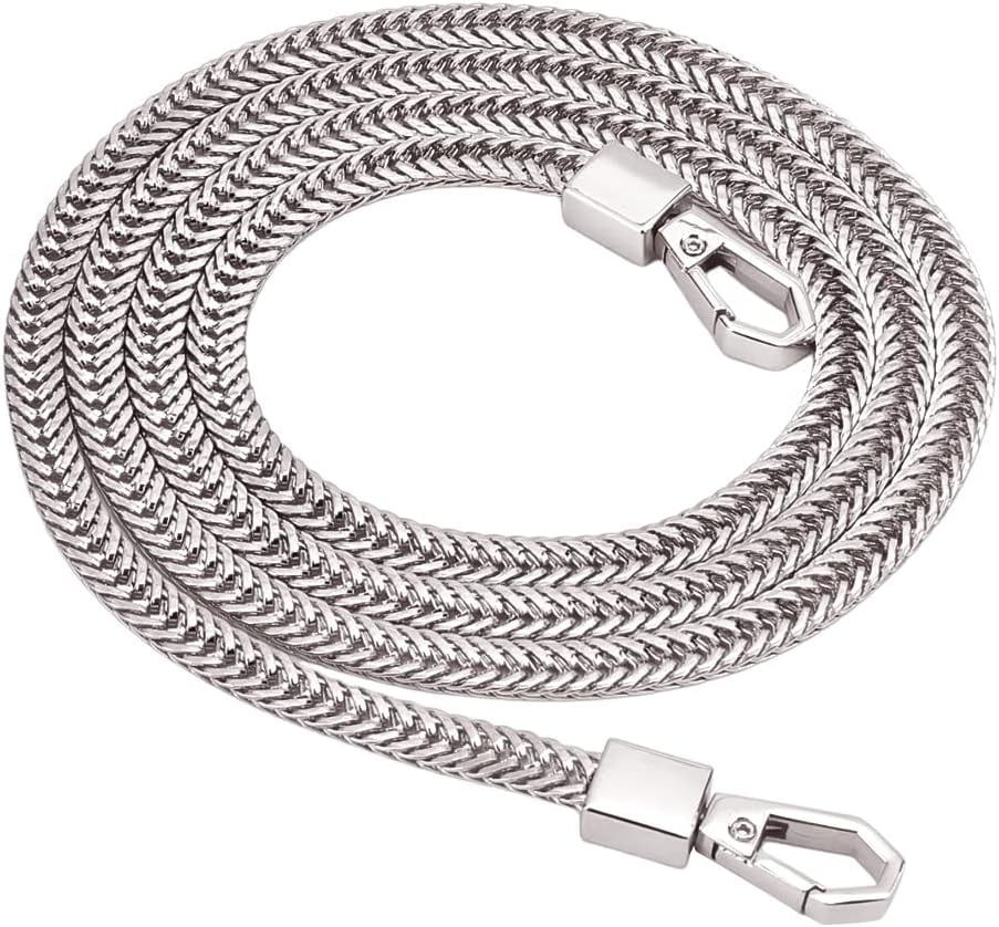 7mm Wide 41.7 inch Snake Bone Chain Bag Iron Cuban Flat Link Chain Strap Handbags Accessories ...