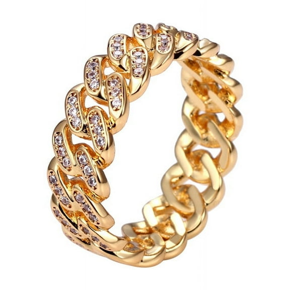 7mm Wide Band Cuban Link Chain Rings for Women Mother's Day gift