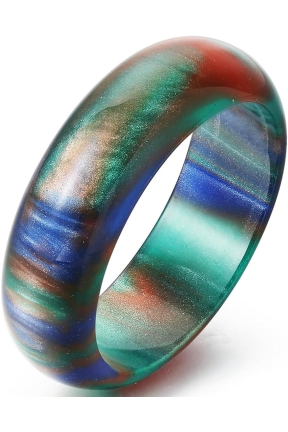 7mm Width Acrylic Resin Material Multi Color Wedding Band Statement Anniversary Party Ring