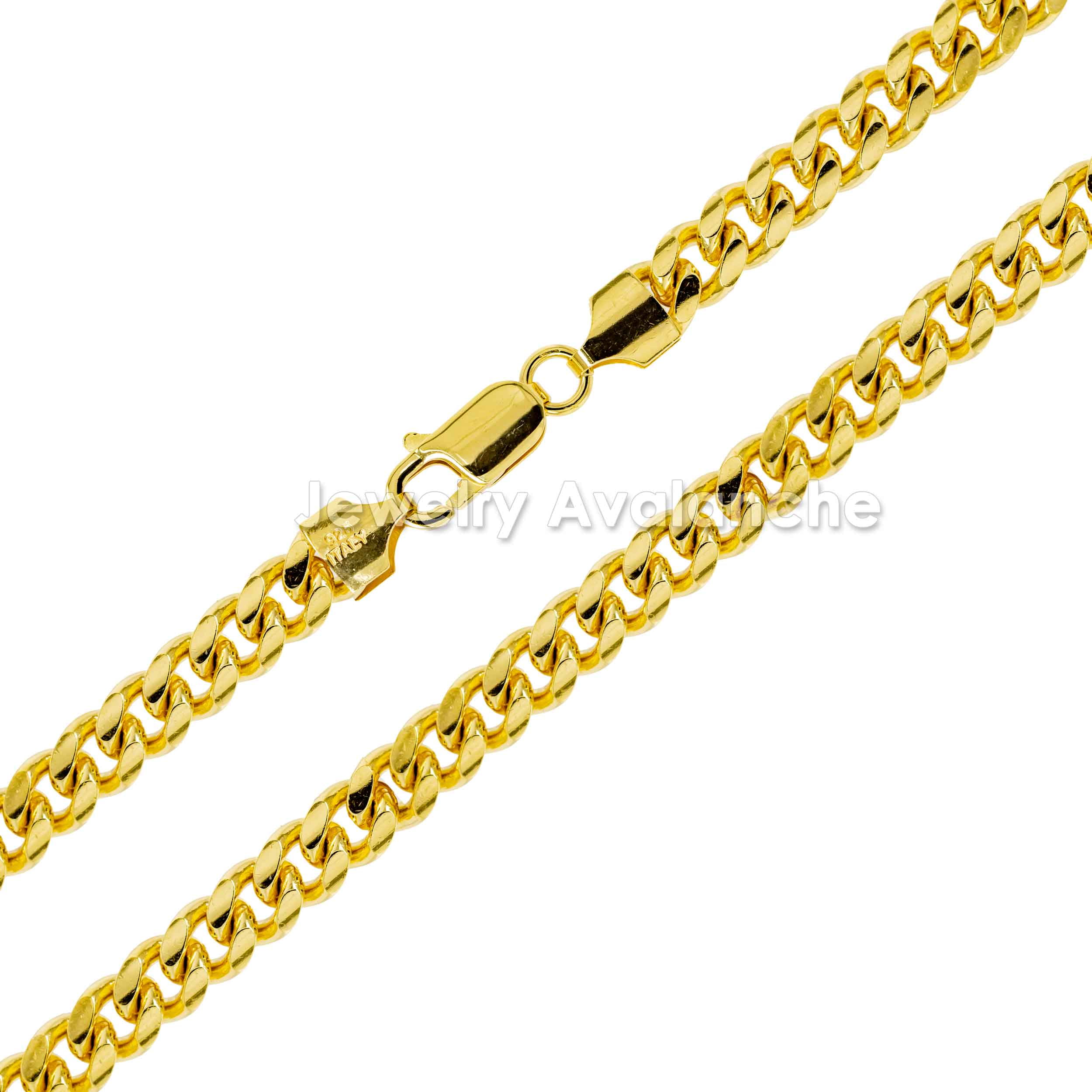 Offers Sterling Silver 925 Gold Plated Miami Curb 5+1 3.3mm