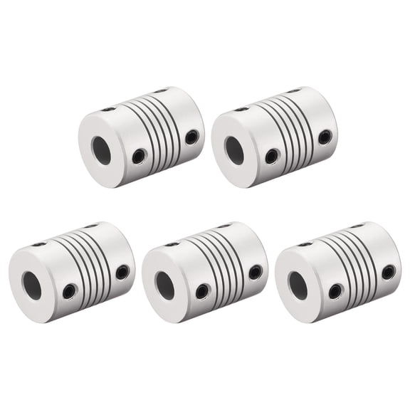 7mm to 7mm Aluminum Alloy Shaft Coupling Flexible Coupler Motor Connector Joint L25xD19 5pcs