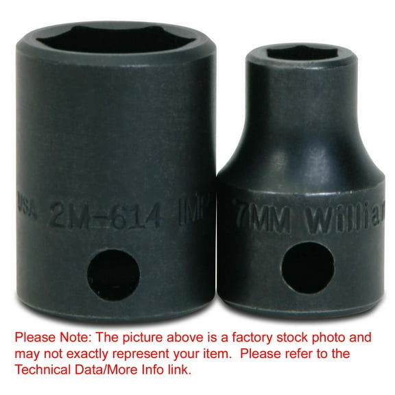 7mm x 3/8" Drive 12 Point Shallow Supertorque Socket, Black Industrial Finish. Suitable For Impact Use. Williams # JHW36607