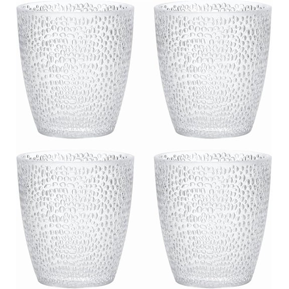 7oz Acrylic Drinking Glasses, 4Pcs Reusable Tumblers Drinkware Unbreakable Water Glasses Cup Stackable & Dishwasher Safe for Home Outdoors Restaurant, Transparent