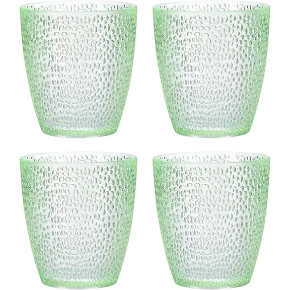 7oz Acrylic Drinking Glasses, 4Pcs Reusable Tumblers Drinkware Unbreakable Water Glasses Cups Stackable & Dishwasher Safe for Home Outdoors Restaurant, Emerald