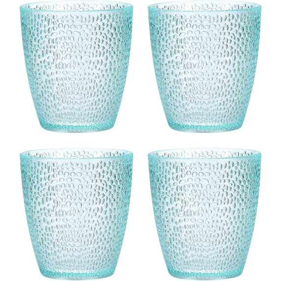 7oz Acrylic Drinking Glasses 4Pcs Tumblers Drinkware, Reusable Unbreakable Water Glasses Cups Stackable Dishwasher Safe for Home Outdoors Restaurant,Light Blue,7oz