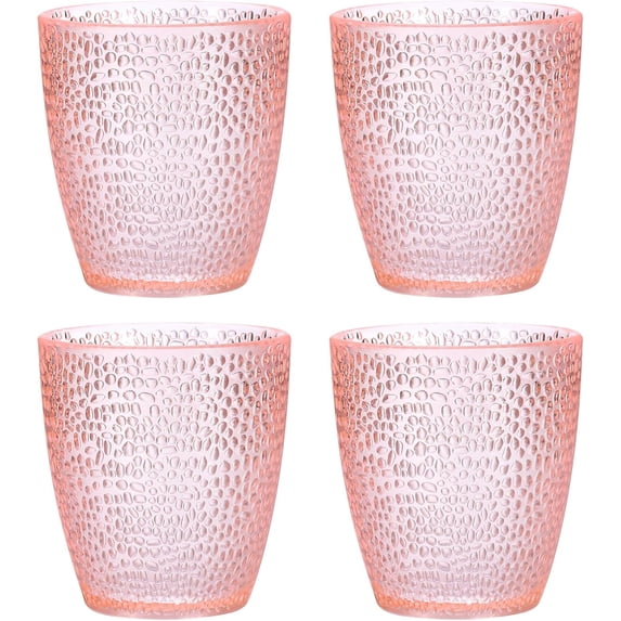 7oz Acrylic Drinking Glasses 4Pcs Tumblers Drinkware, Reusable Unbreakable Water Glasses Cups Stackable Dishwasher Safe for Home Outdoors Restaurant,Pink,7oz