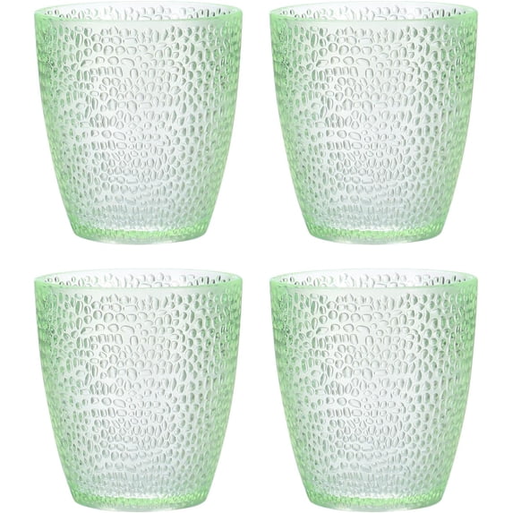 7oz Acrylic Drinking Glasses 4Pcs Tumblers Drinkware, Reusable Unbreakable Water Glasses Cups Stackable Dishwasher Safe for Home Outdoors Restaurant,Emerald,7oz