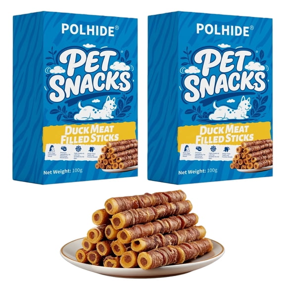 POLHIDE Duck Beef Filled Chew Sticks Dog Treats, Long Lasting Natural Rawhide Dog Chews, High Protein Dental Snacks, All Ages All Breeds, 7oz