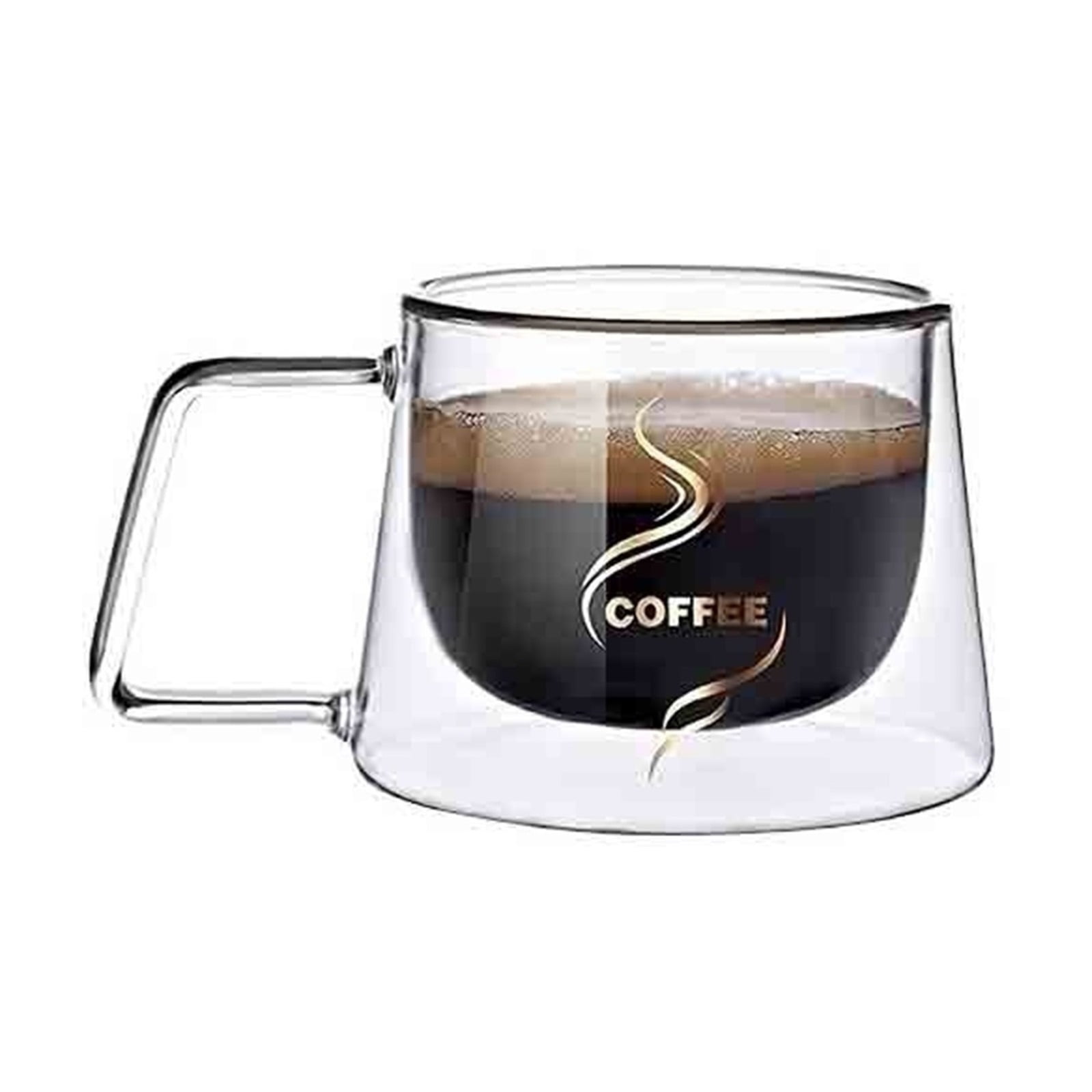 7oz Clear Glass Cups with Handle, Double Wall Glass Coffee Mugs for Espresso,Latte,Cappuccino,Tea