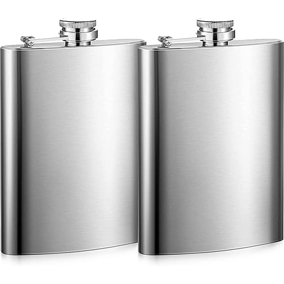 7oz Hip Flask - Stainless Steel Flagon for Climbing Camping Barbecue Bar Party Drinker, Portable Pocket Whiskey Flask for Liquor for Men Women(2pcs, silver)