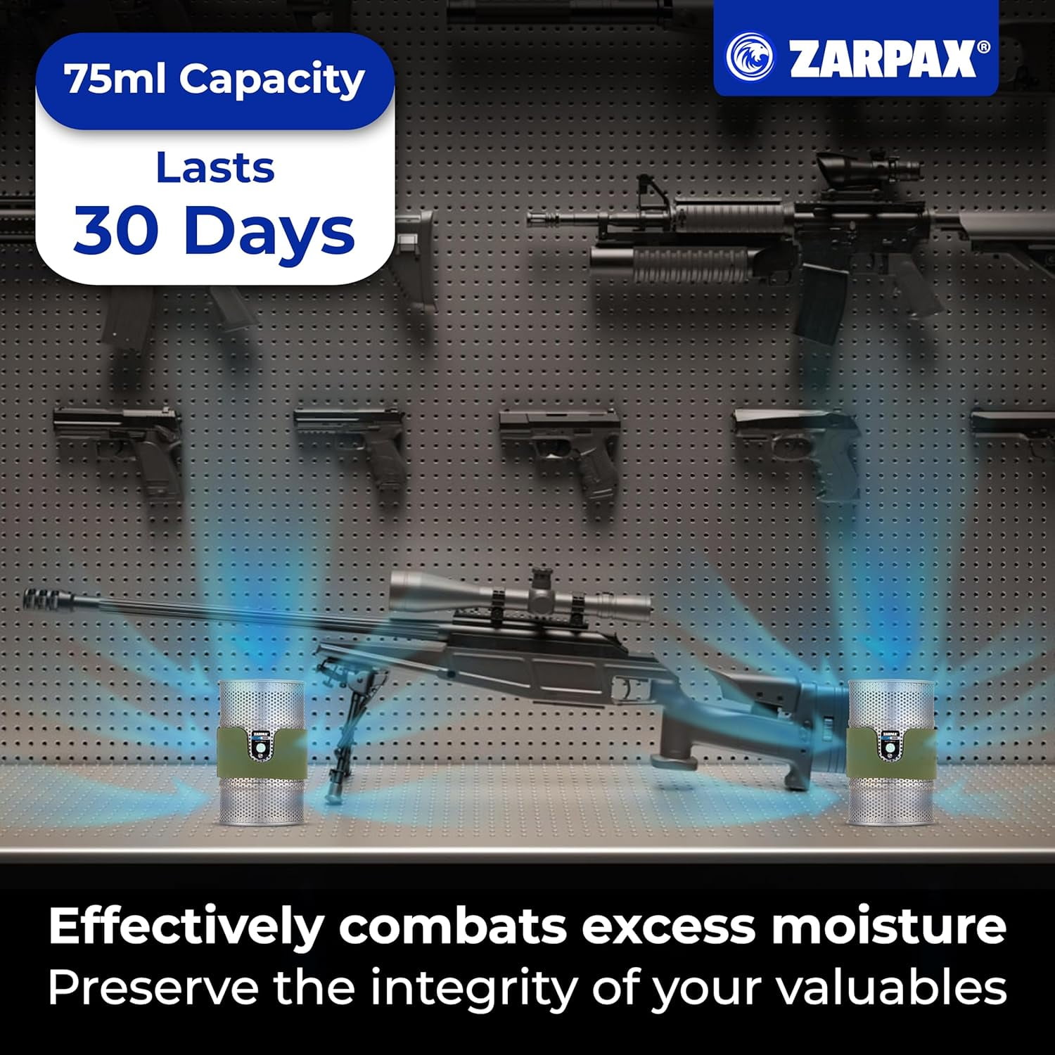 7oz Rechargeable Gun Safe Desiccant Canisters 4-Pack -  Absorber for Large Safes & Storage