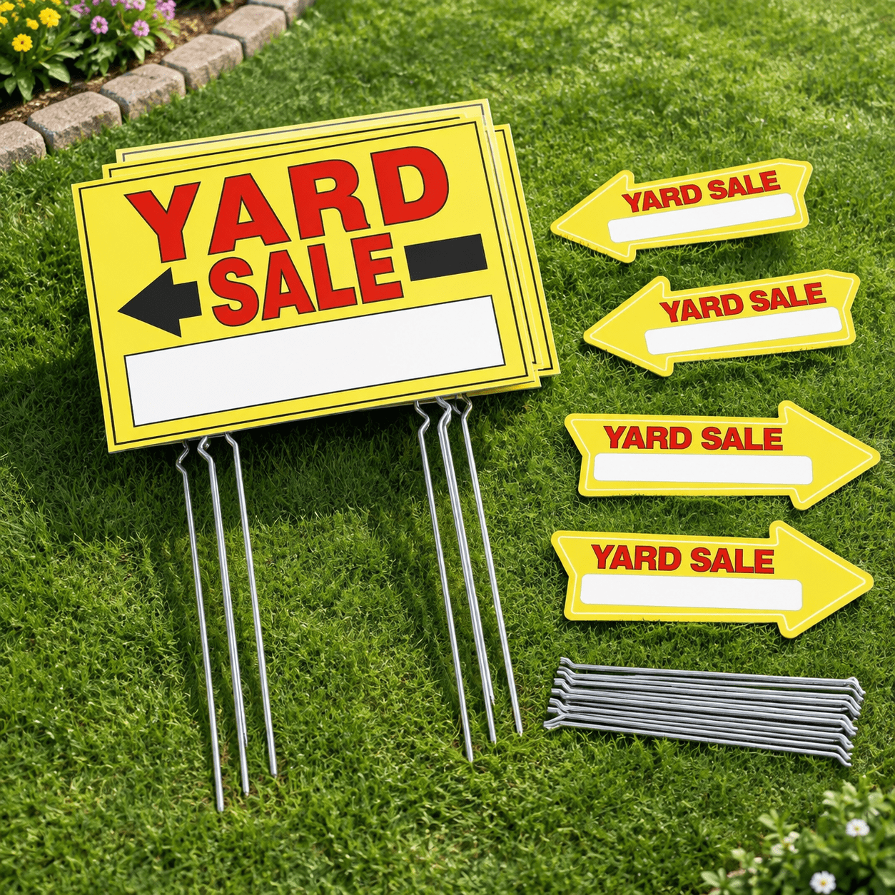 7pack Yard Sale Signs Double Side Printed With Metal Stakes Waterproof ...